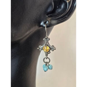 925 sterling citrin turquoise earrings